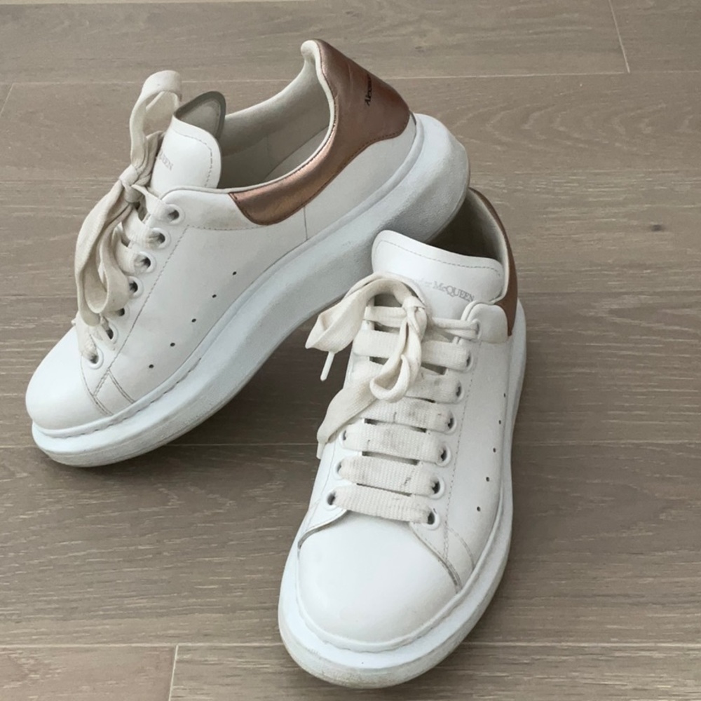 Alexander McQueen White and Bronze Sneakers